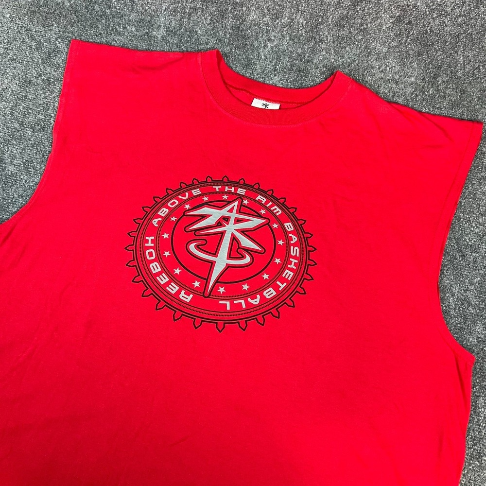 VTG NWOT Reebok "Above The Rim" USA Made Hoop-Wear Red Sleeveless Shirt Size XL